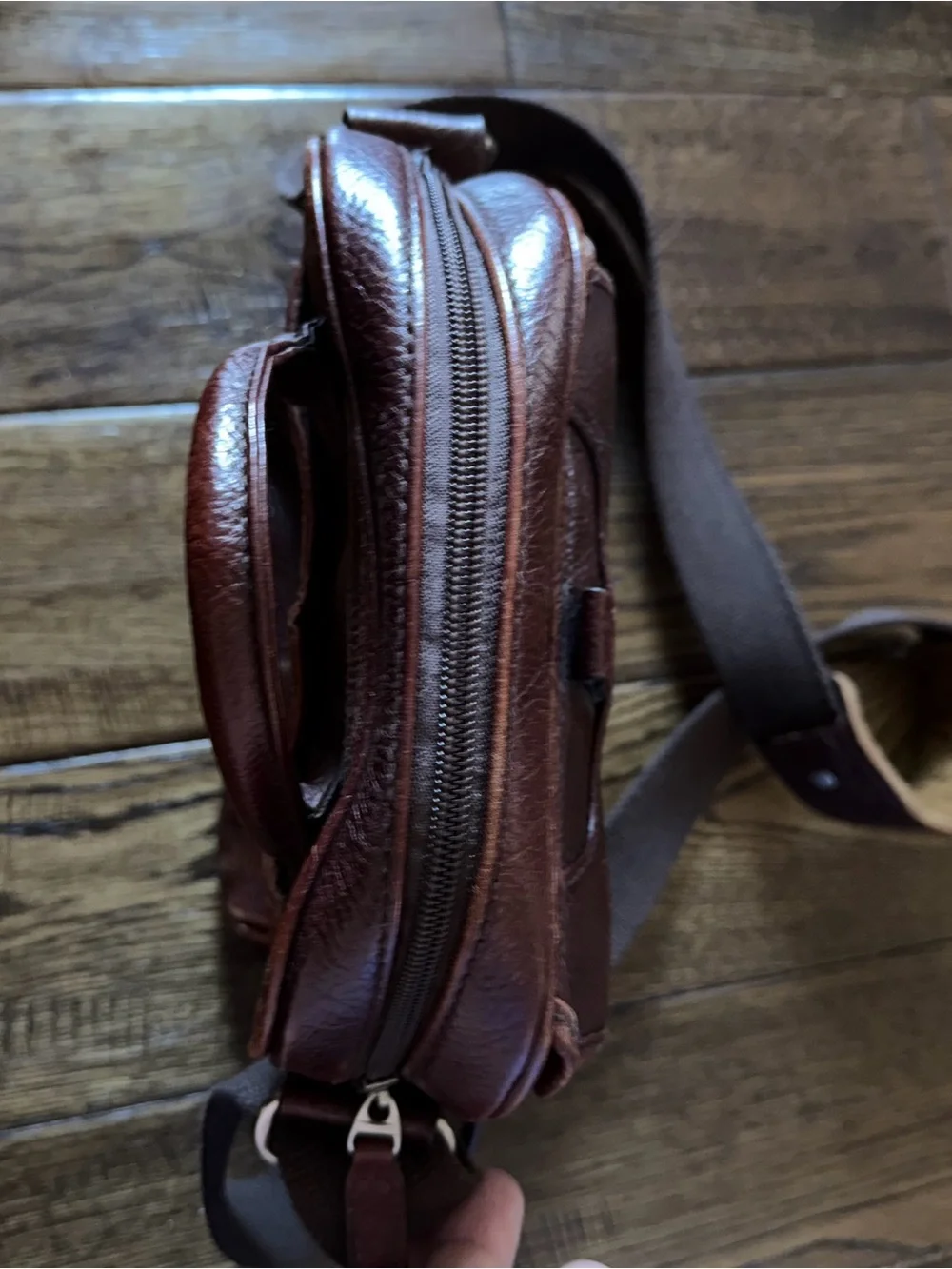 Ellington Brown Leather Messenger Crossbody Bag